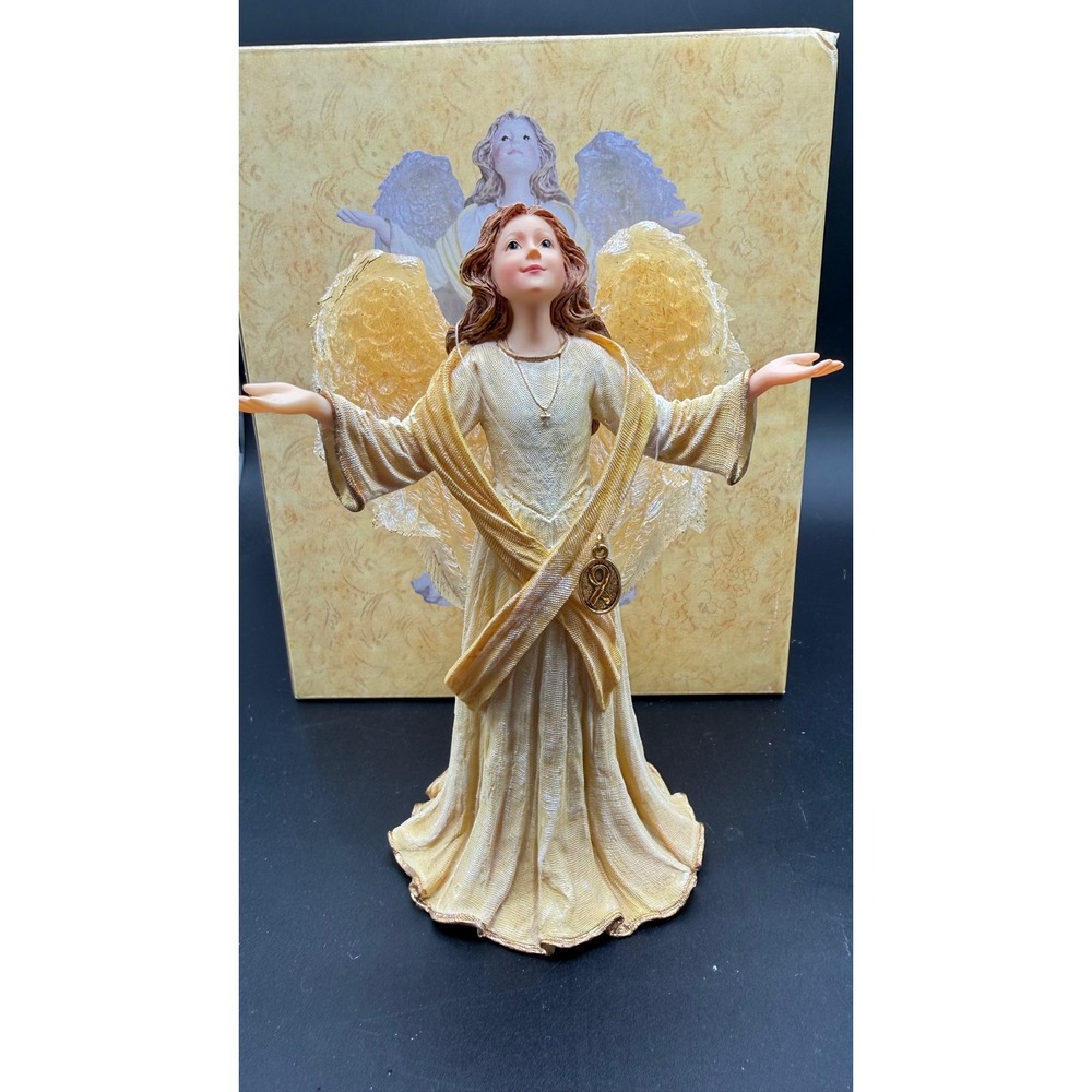 Enesco Foundations Angel Figurine Gold Ribbon Wings Karen Hahn 4006909